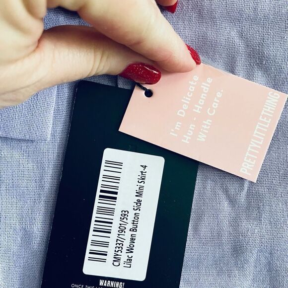 Pretty little things Lilac Woven Button Side Mini Skirt Sz 4 NWT - Picture 5 of 11